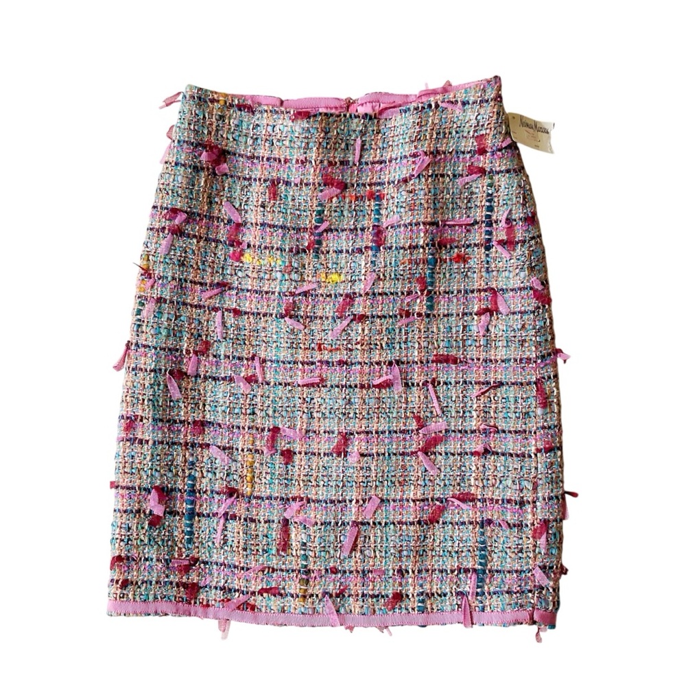 Tibi Ribbon and Tweed Metallic Thread Pencil Skirt Size 2 NWT